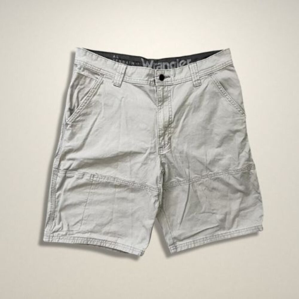 Wrangler Twill Shorts Multiple Pockets Zip Fly Closure Stretch Light Gray M 30‎
